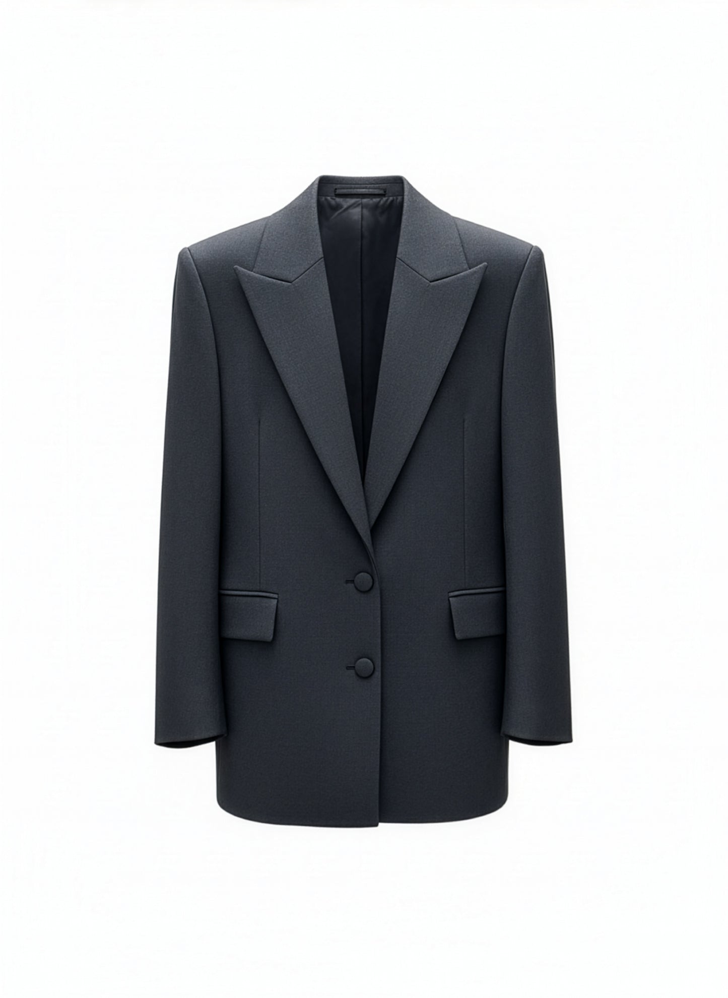 Tailored Grey Blazer – Minimal Design with Soft Shoulder Pads