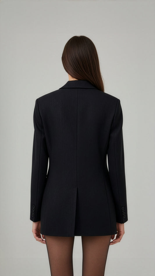 Feather-Trimmed Blazer with Beaded Bee Accents