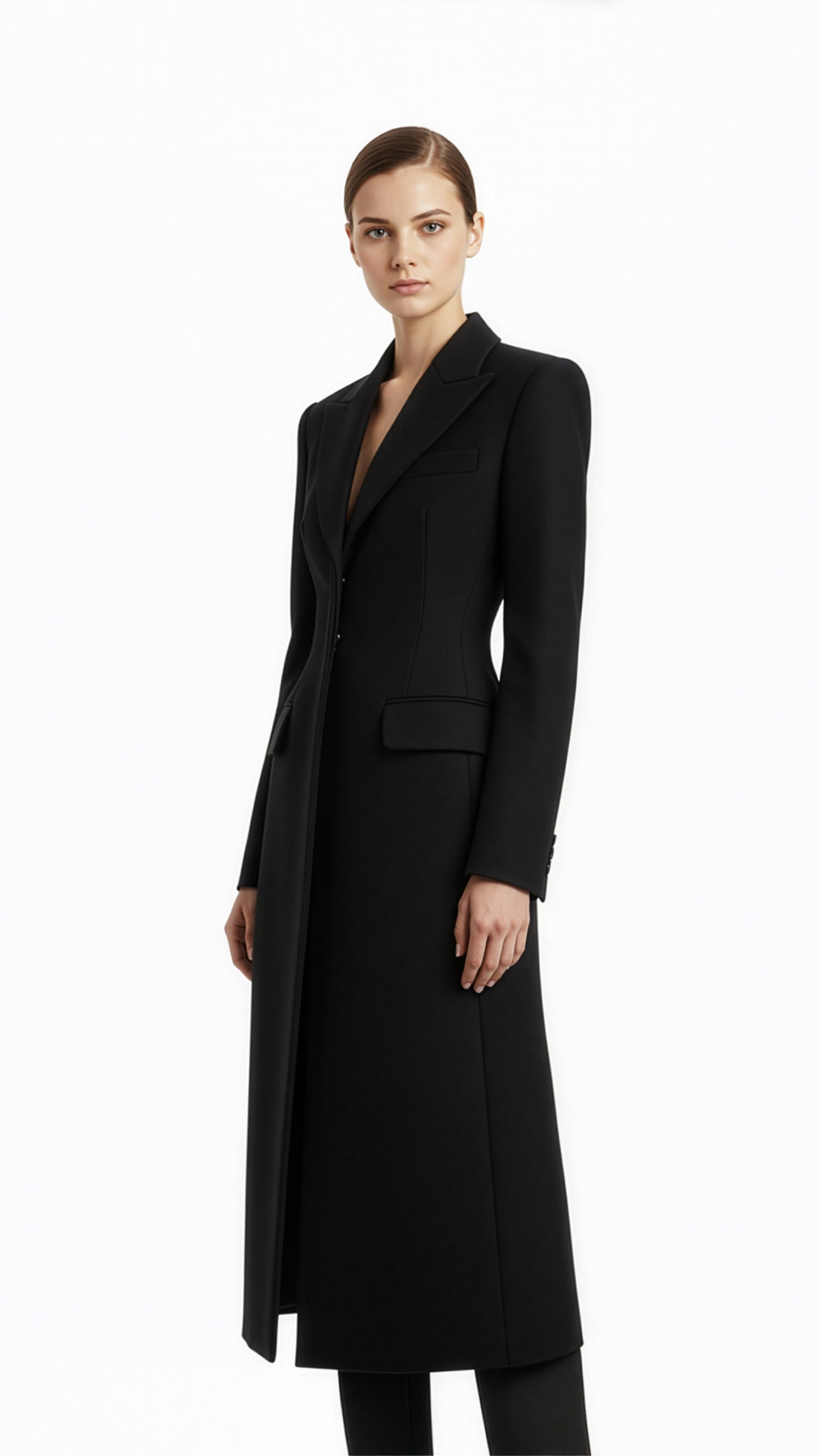 Long Lapel Wool Coat – Elegance in Motion