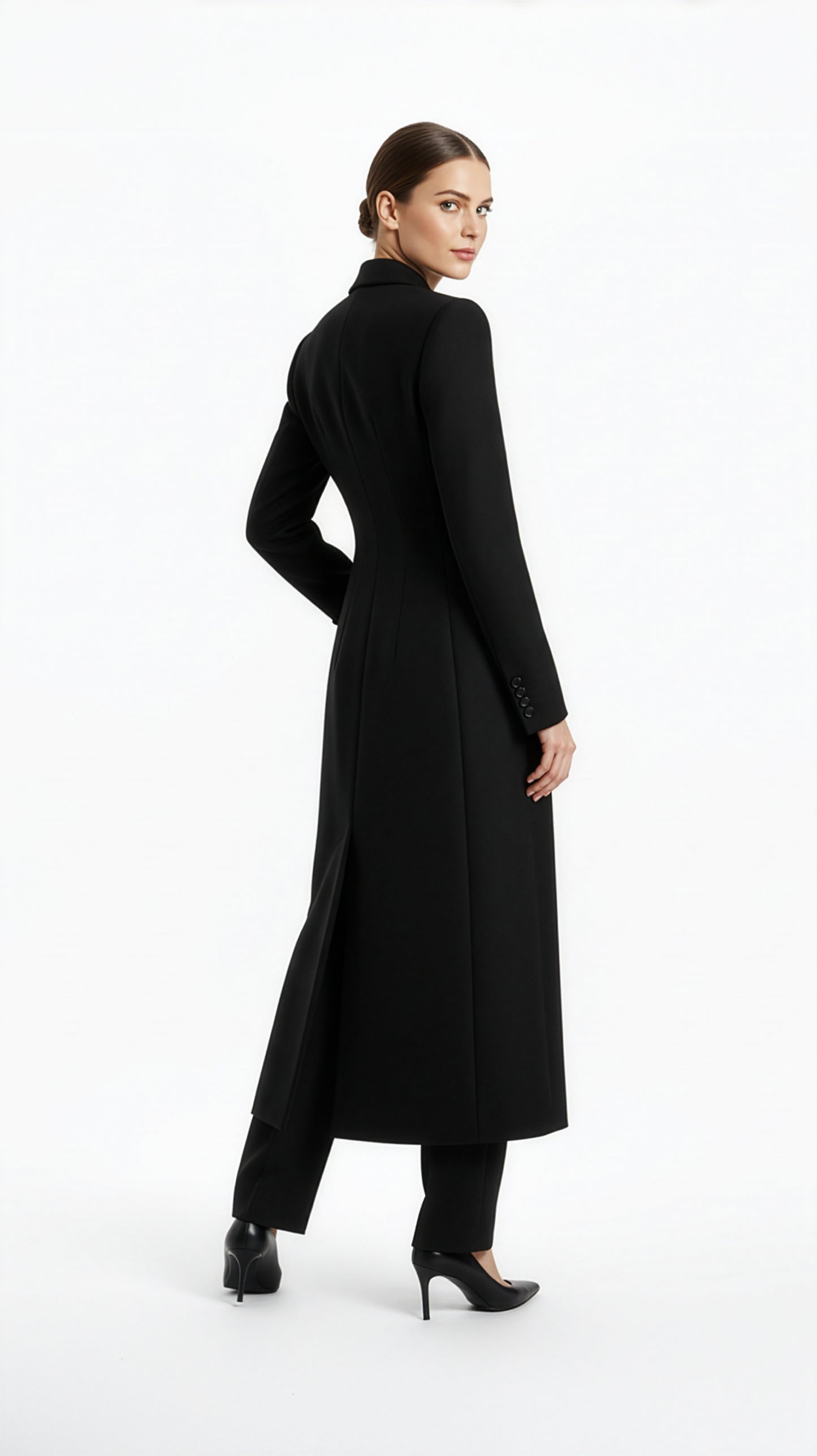 Long Lapel Wool Coat – Elegance in Motion