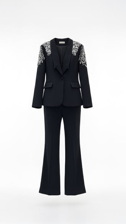 Elegant Pearl & Diamond Embellished Suit Set