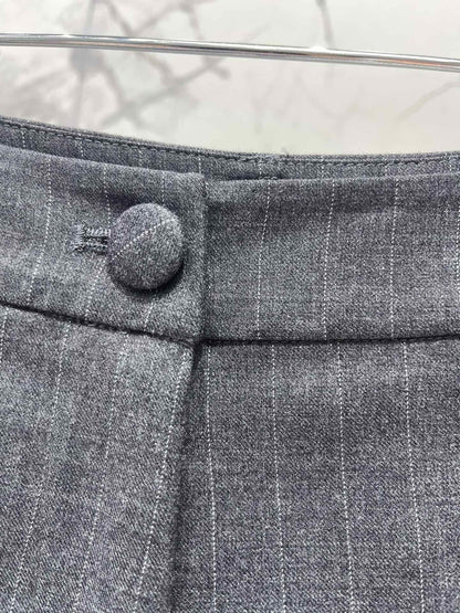 Crystal-Embellished Grey Blazer & Wide-Leg Pants Set