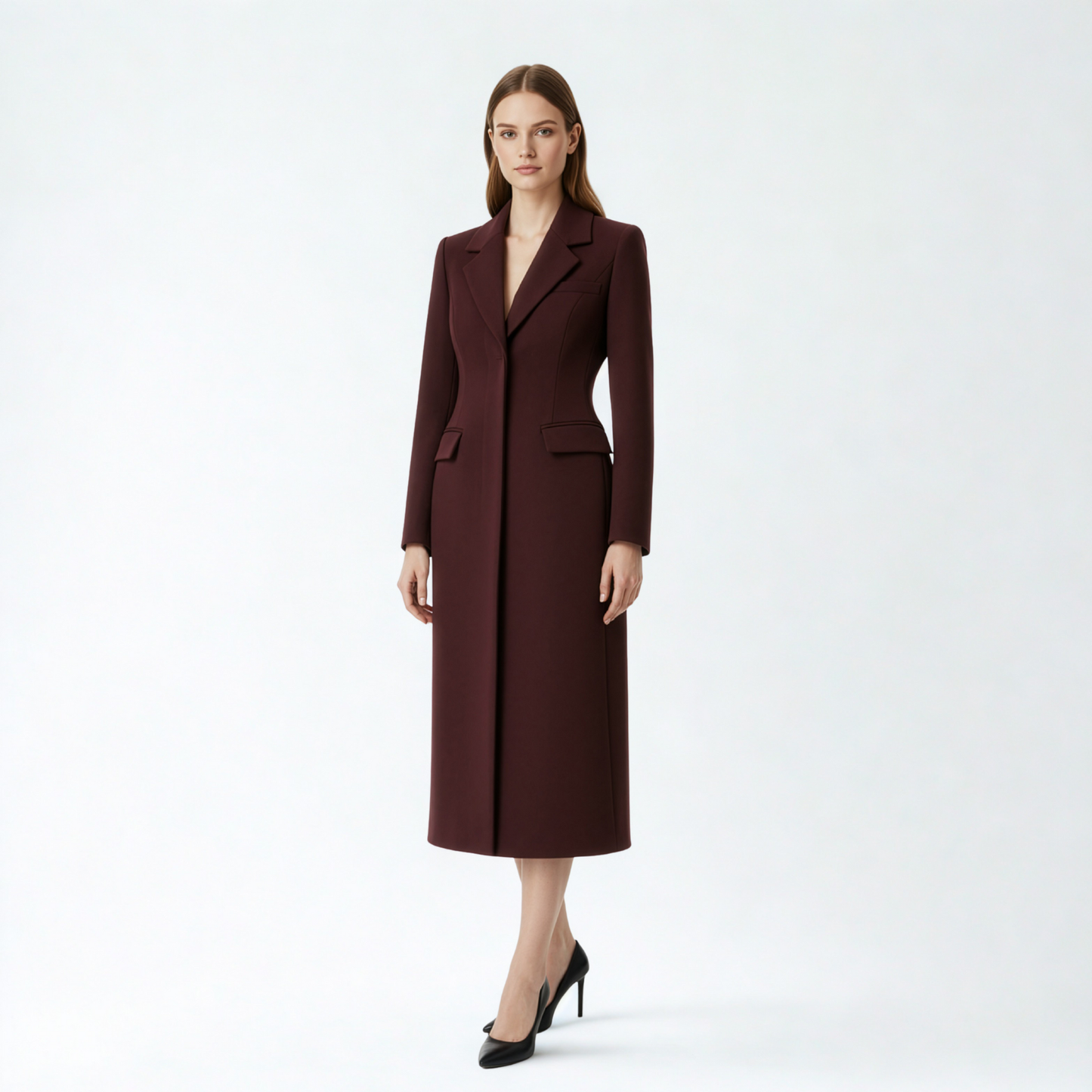 Long Lapel Wool Coat – Elegance in Motion