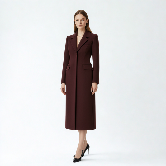 Long Lapel Wool Coat – Elegance in Motion